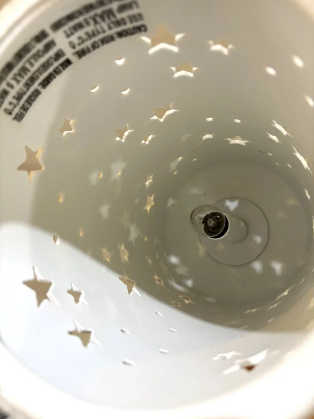 White Porcelain Starry Sky Cut-out Nightstand Lamp Nursery Night Light